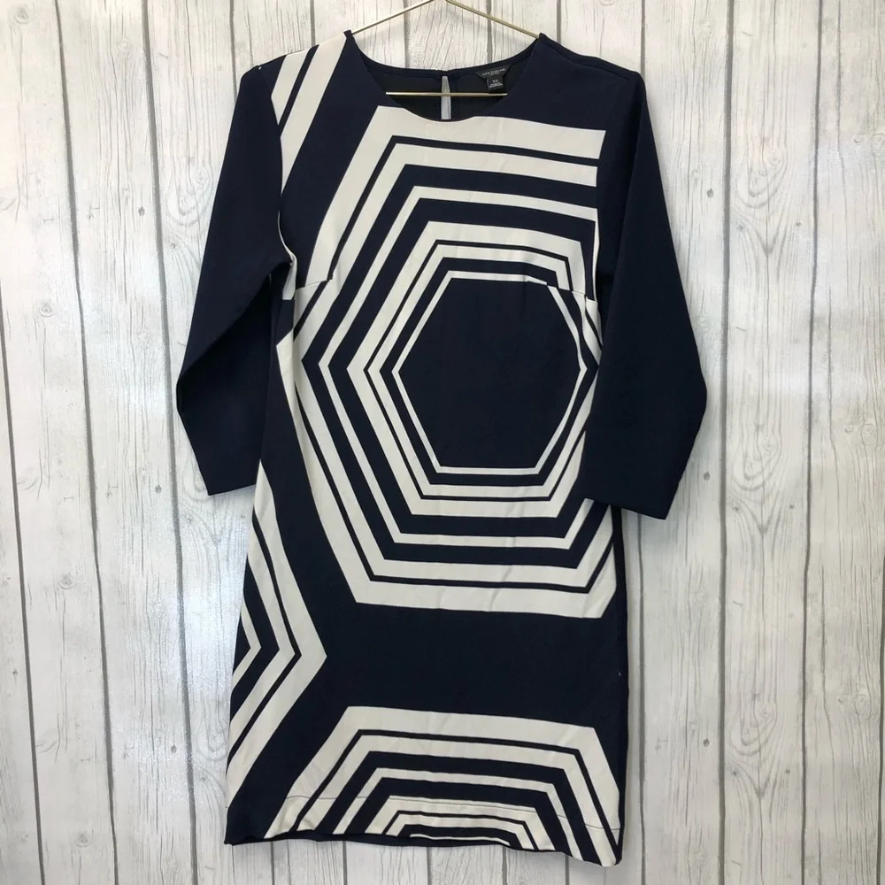 Ann TAYLOR geometric print sheath‎ dress xs